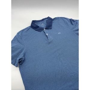 Southern Tide Polo Shirt Men‎ XL Blue Striped Short Sleeve Collared Pullover